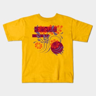 Folk flowers floral art print Flowers abstract art Kids T-Shirt